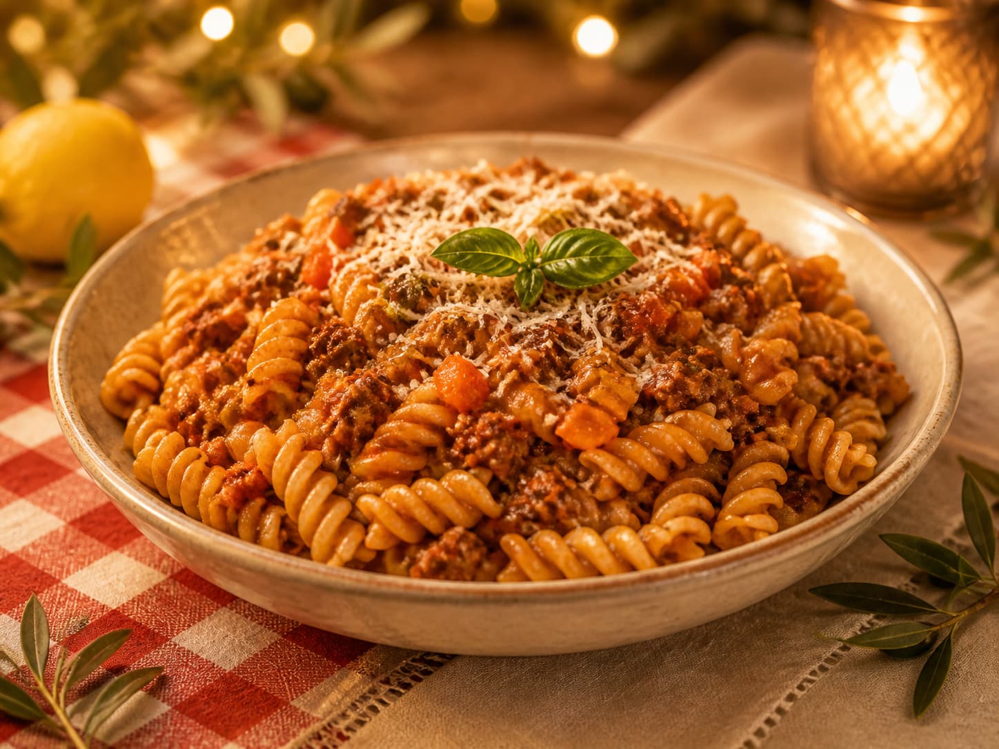 Fusilli al Ragù als Primo beim Ferragosto Nonna-Abend im Atmosfera